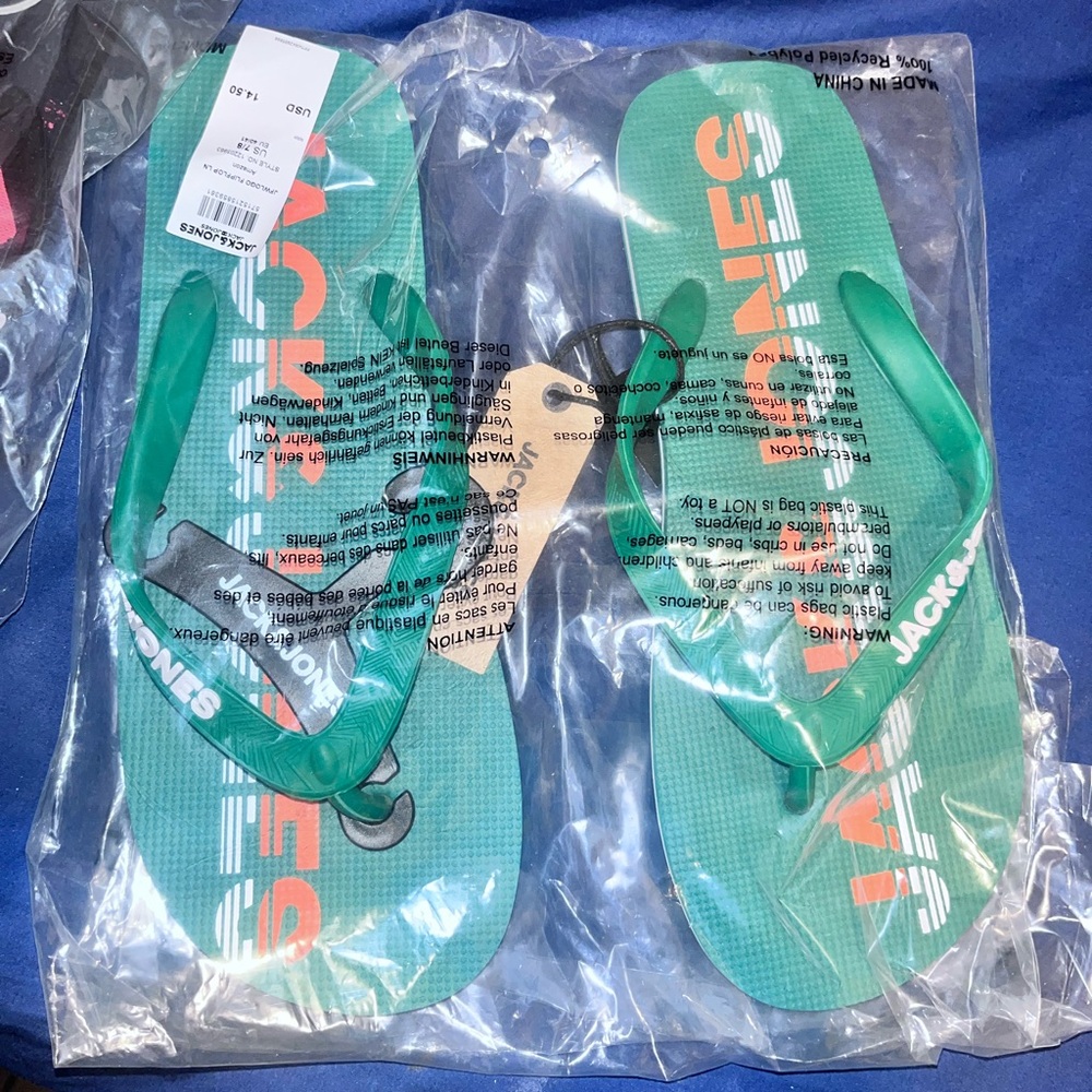 Jack & Jones Flip Flops Green Size 7-8